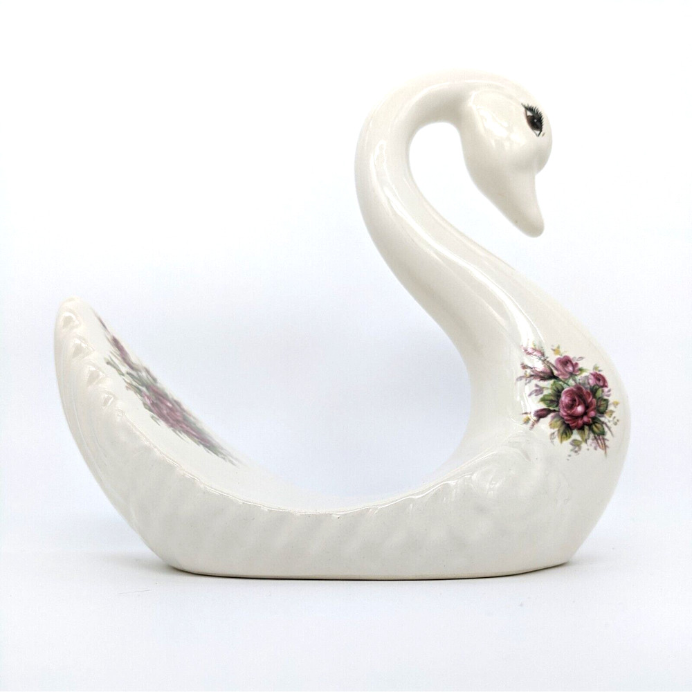 Vintage Swan Towel Holder VB Athena Rose Rhapsody Ceramic w/ Rose Motif